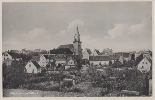 Güglingen Panoramaansicht m. Kirche gl1944 84.152