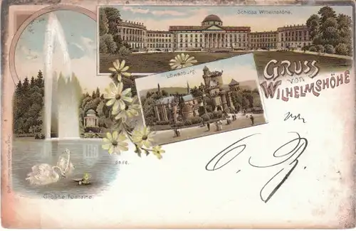 Cassel Gruss von Wilhelmshöhe Litho gl1897 22.742