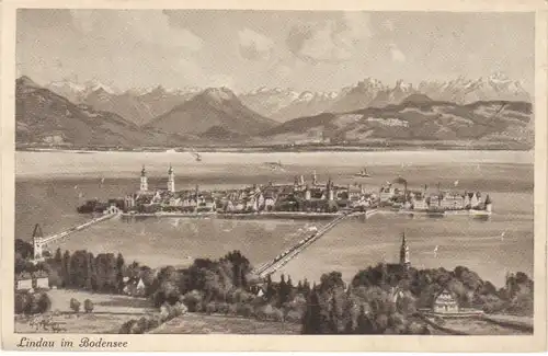 Lindau Bodensee Panorama Künstlerkarte gl1917 22.385