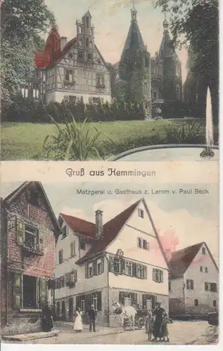 Hemmingen Gasthaus Lamm Kirche glca.1910 83.737