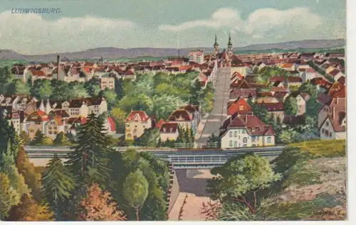 Ludwigsburg Stadtpanorama Künstlerkarte ngl 83.862