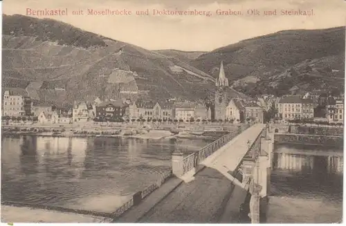 Bernkastel mit Moselbrücke gl1910 22.423