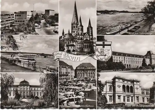 Bonn a.Rhein Mehrbildkarte m.Wappen gl1950? 23.116