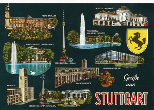 Stuttgart Mehrbildkarte Wappen gl1978 110.236