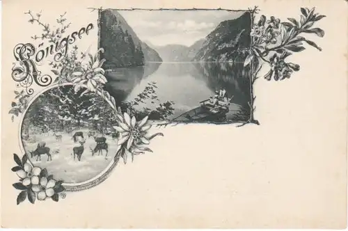Gruß vom Königssee Litho um 1900 ngl 22.513