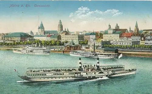 Mainz Rheinansicht Personendampfer gl1916 130.696