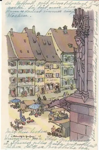Freiburg i.Br. H.v.GEYER Blick auf den Markt ngl 22.972
