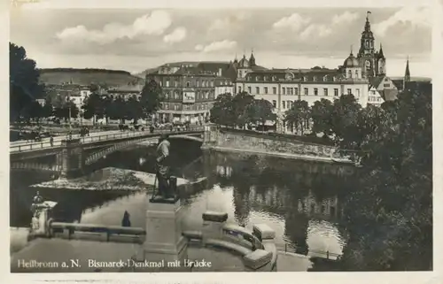 Heilbronn a.N. Bismarck-Denkmal Brücke gl1940 107.821
