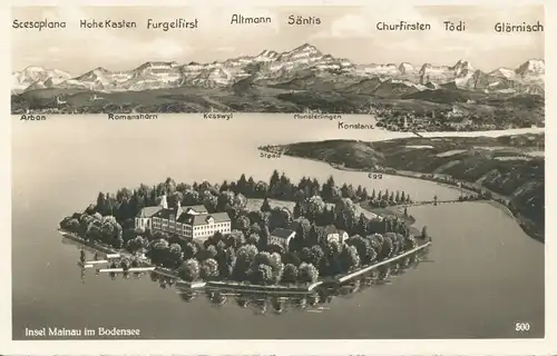Insel Mainau und Bodensee-Panorama FotoAK ngl 108.526