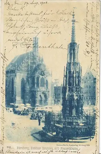 Nürnberg Schöner Brunnen Frauenkirche gl1900 124.455