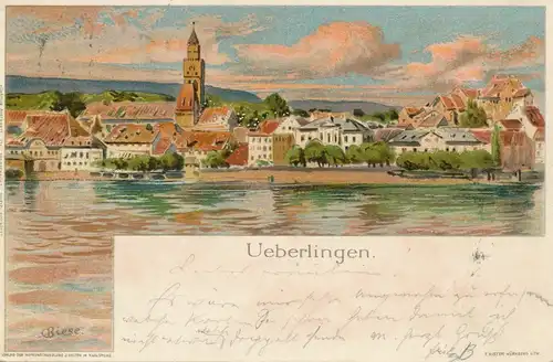 Überlingen a.B. Panorama Künstler Biese gl1897 108.788