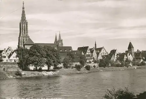 Ulm Partie an der Donau mit Stadtmauer gl1960 107.933