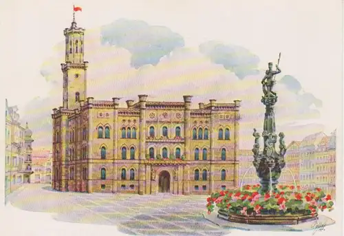 Zittau Rathaus mit Rolandsbrunnen ngl 84.407