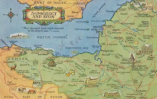 Somerset und Avon Landkartenansicht gl1975 114.317