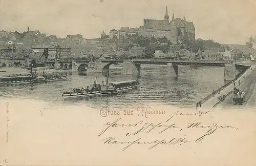 Meißen Teilansicht mit Brücke gl1898 127.449