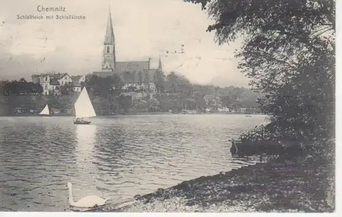 Chemnitz Schloßteich mit Schloßkirche gl1911 84.680