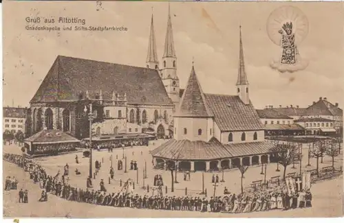 Gruß aus Altötting Prozession u.d.Kirchen gl1932 23.205