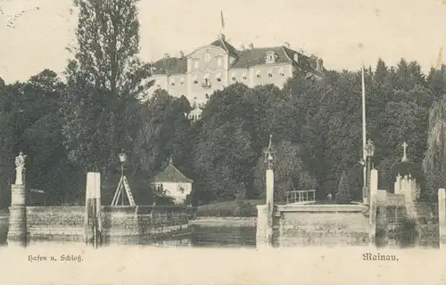 Insel Mainau Hafen und Schloss gl1912 108.521