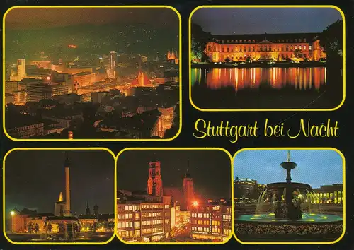 Stuttgart bei Nacht Mehrbildkarte gl1988 110.247