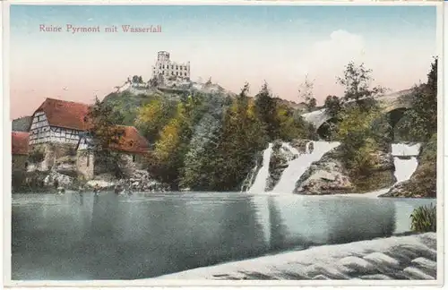 Ruine Pyrmont mit Wasserfall ngl 23.403