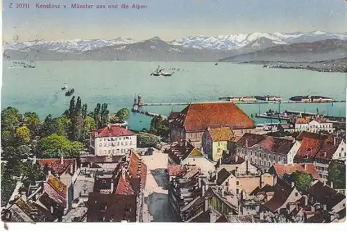 Konstanz a.B. Blick vom Münster >> Alpen gl1926 26.718