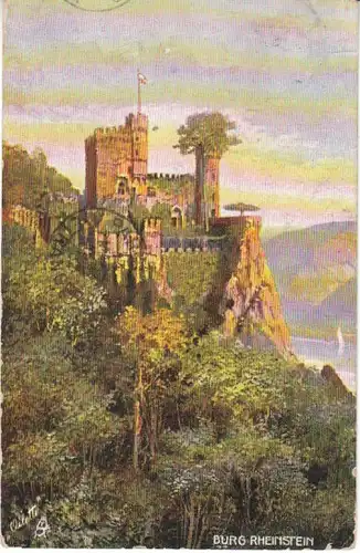 Burg Rheinstein Künstlerkarte gl1912 27.755