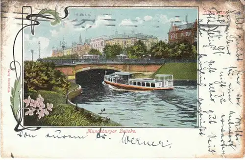 Hamburg Litho Mundsburger Brücke Dampfer gl1910 24.548