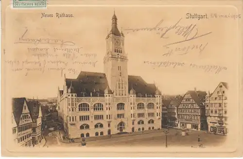 Stuttgart Neues Rathaus Prägerahmen gl1905 23.194