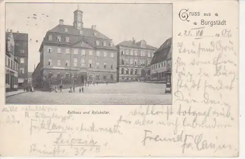 Burgstädt Rathaus und Ratskeller gl1906 69.362