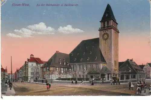 Essen-West Straßenbild mit Kirche gl1917 24.824