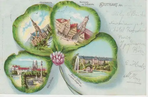 Stuttgart Kleeblattlitho Marktpl. Schloss gl1900 62.167