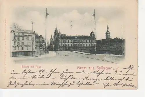 Heilbronn Brücke mit Post Reliefkarte gl1901 66.946