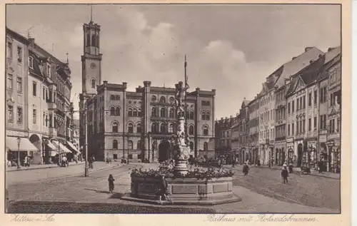 Zittau Rathaus mit Rolandsbrunnen gl1930 84.406