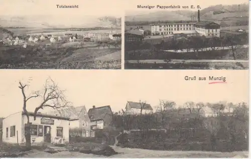 Gruß aus Munzig Pappenfabrik gl1907 84.890