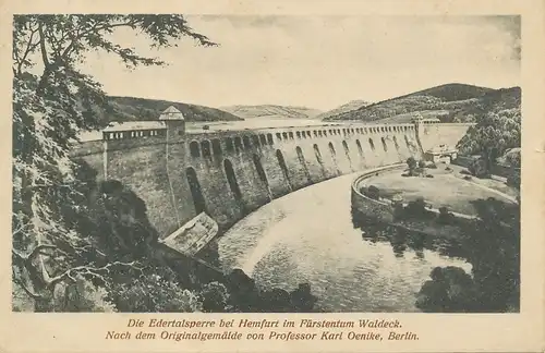 Edertalsperre nach Gemälde Karl Oenike gl1908 110.868