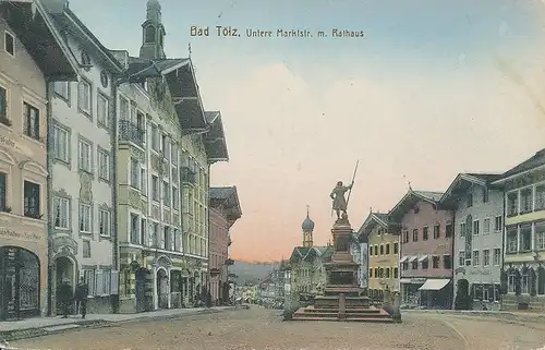 Bad Tölz Untere Marktstraße mit Rathaus ngl 119.297