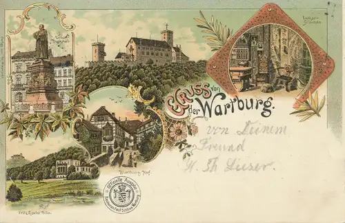 Die Wartburg Litho Reuter-Villa Hof gl1899 109.655