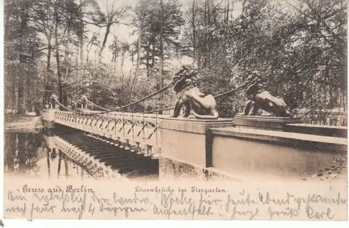 Gruss aus Berlin Tiergarten Löwenbrücke gl1905 24.162