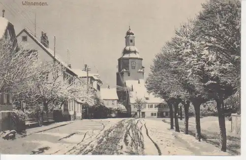 Winnenden Straßenpartie im Schnee Kirche gl1920 66.969