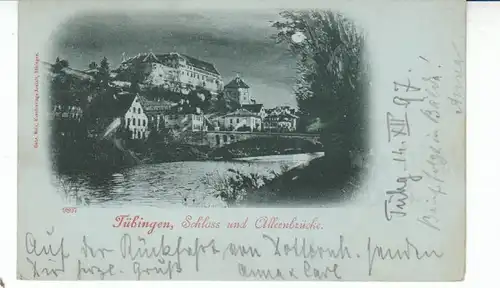 Tübingen Mondschein über dem Schloß gl1897 24.136