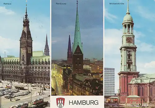 Hamburg Rathaus Petri-u. Michaeliskirche gl1970 110.283