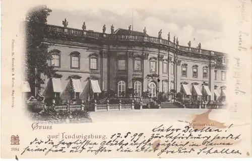 Gruss aus Ludwigsburg Schloß Marmorsaal gl1899 24.259