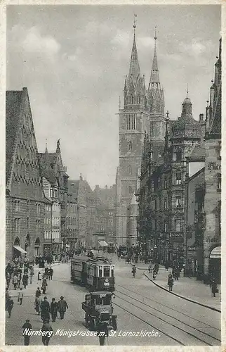 Nürnberg Königstraße mit Lorenzkirche ngl 124.542