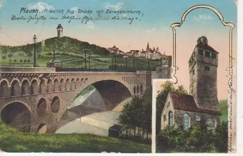 Plauen Friedrich-August-Brücke Turm gl1911 69.865