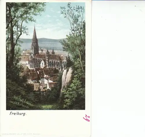 Freiburg um 1900 Blick zum Münster ngl 25.938