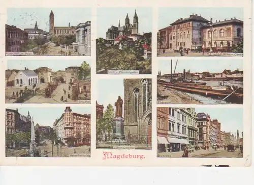 Magdeburg Mehrbildkarte Teilansichten gl1909 90.616
