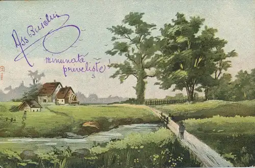 Landschaft mit Mühle und Bach ngl 106.346