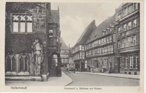 Halberstadt Holzmarkt Rathaus Roland gl1940 90.979