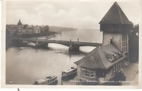 Konstanz a.B. Rheinbrücke m.Rheintorturm gl1926 25.889