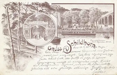 Berlin-Spandau Litho Gasthaus Schildhorn gl1900 117.033